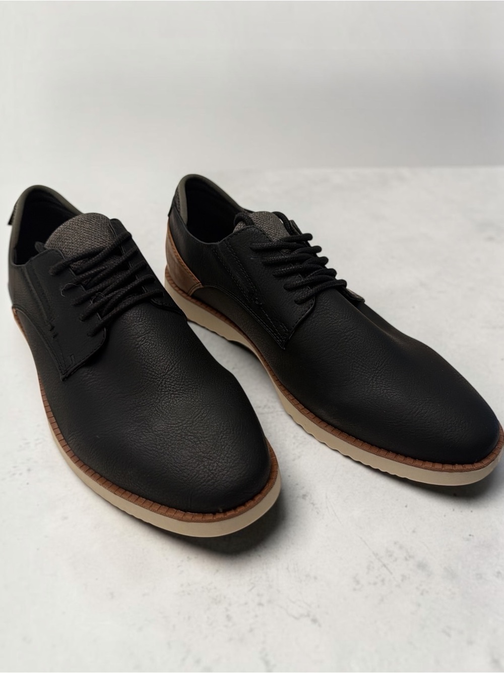 Dr. Scholl's Black Lace-Up Derby with Tan and Cream Sole